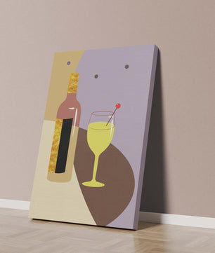 Minimalist Still Life with Wine Bottle and Glass in Soft Tones - Mi tienda