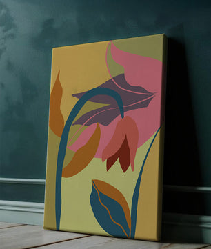 Abstract floral illustration with vibrant colors and organic shapes