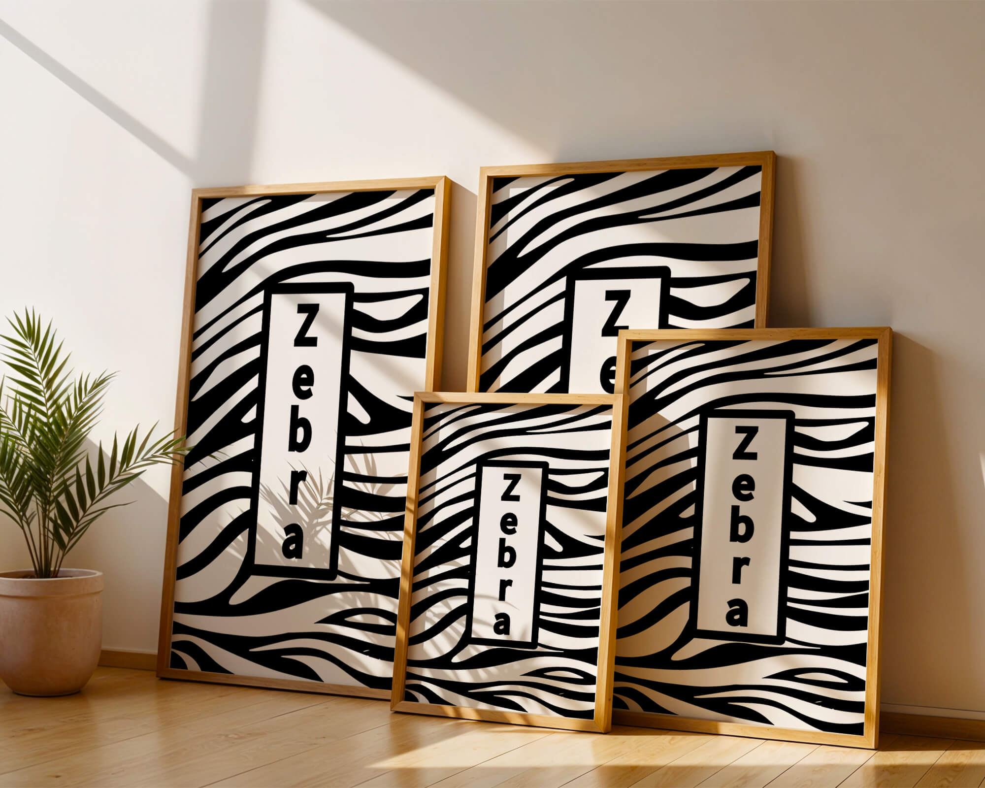 Elegant zebra print design with bold text accent
