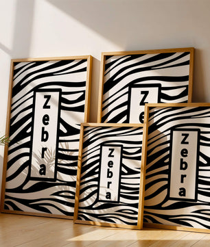 Diseño elegante de impresión de cebra con acento de texto en negrita