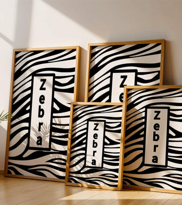 Elegant zebra print design with bold text accent