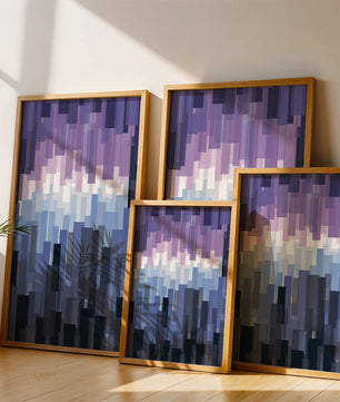 Abstrakter pixeliger Farbverlauf mit Blau- und Lilatönen