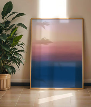 Atardecer abstracto y tranquilo sobre el océano con cielo degradado