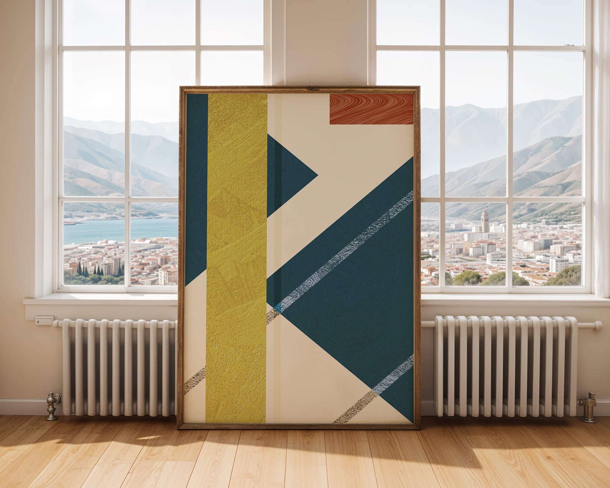 Contemporary abstract geometric art with vibrant colors