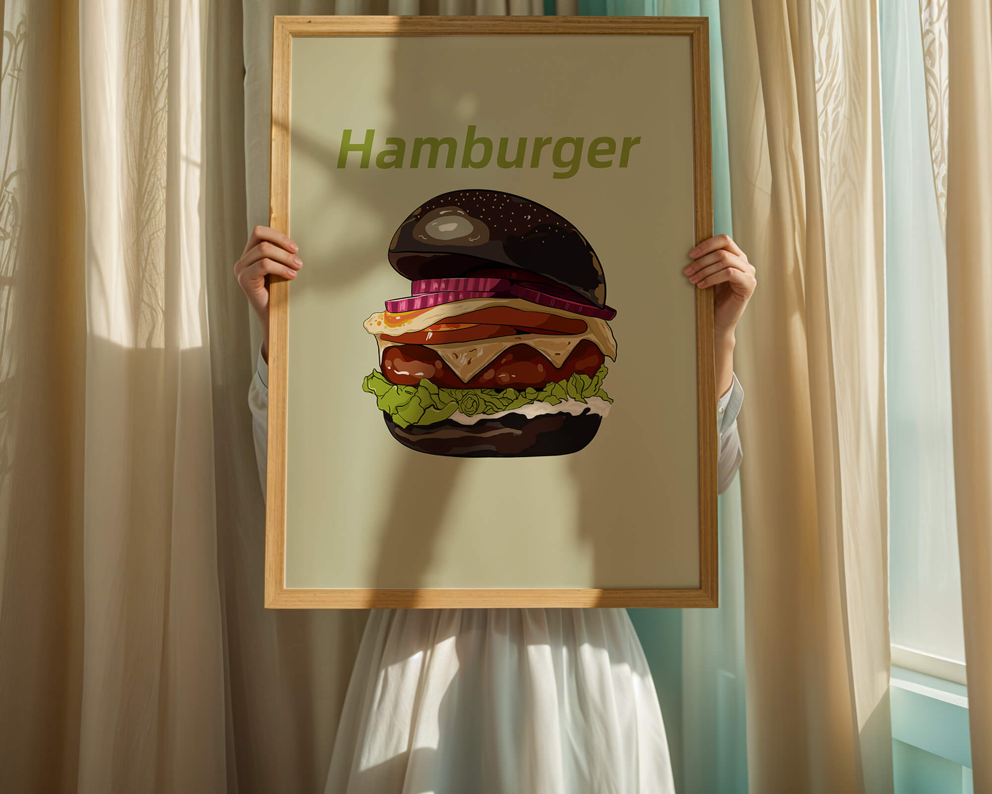 Delicious hamburger illustration with vibrant ingredients
