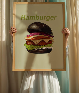 Delicious hamburger illustration with vibrant ingredients