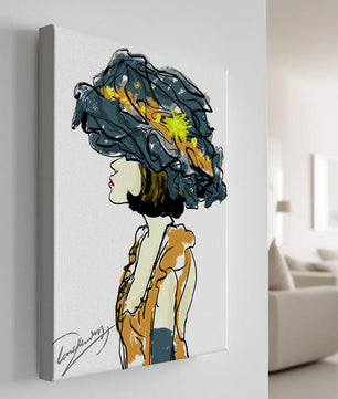 Portrait of a Fashionable Woman with a Large Hat and Gold Accents