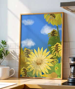 Sunny Sunflowers Against a Bright Blue Sky