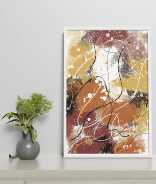 Pieza de arte abstracto colorida con trazos y salpicaduras audaces