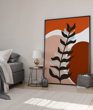 Abstract Botanical Print with Earth Tones and Modern Leaf Design