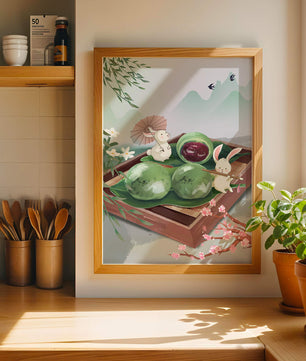 Charming Hasen mit Mochi und Berglandschaft