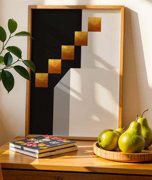 Modern abstract geometric artwork with gold accents - Mi tienda