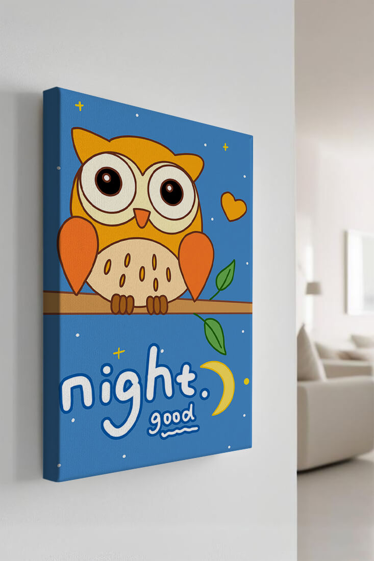 Colorful owl illustration with night theme and positive message