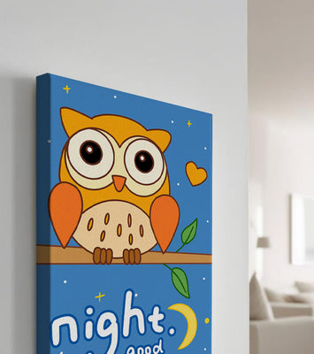 Colorful owl illustration with night theme and positive message