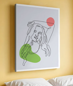 Line Art Portrait with Abstract Shapes in Minimalist Style - Mi tienda