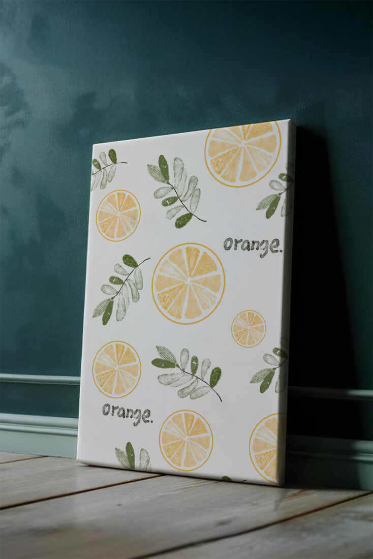 Motif avec des tranches d’orange et des feuilles vertes