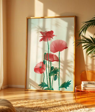 Red Poppies in Minimalist Natural Setting