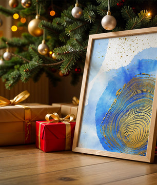 Abstract Watercolor Art with Gold Accents and Circular Pattern Design - Mi tienda