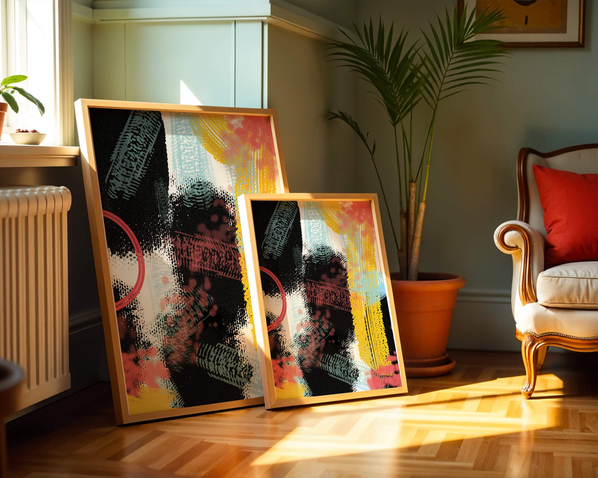 Vivid Abstract Art with Bold Colors and Expressive Brushstrokes