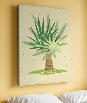 Illustrated tropical yucca plant with a textured background