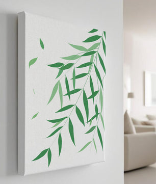 Illustration artistique de feuilles vertes élégantes sur fond noir