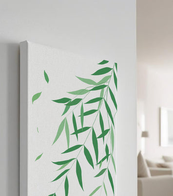 Elegant green leaves on black background art illustration