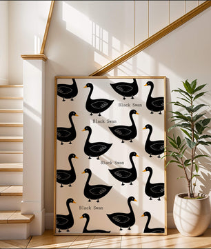 Seamless bird pattern with minimalist design and bold accents