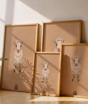 Illustration of an adorable sheep on a textured background