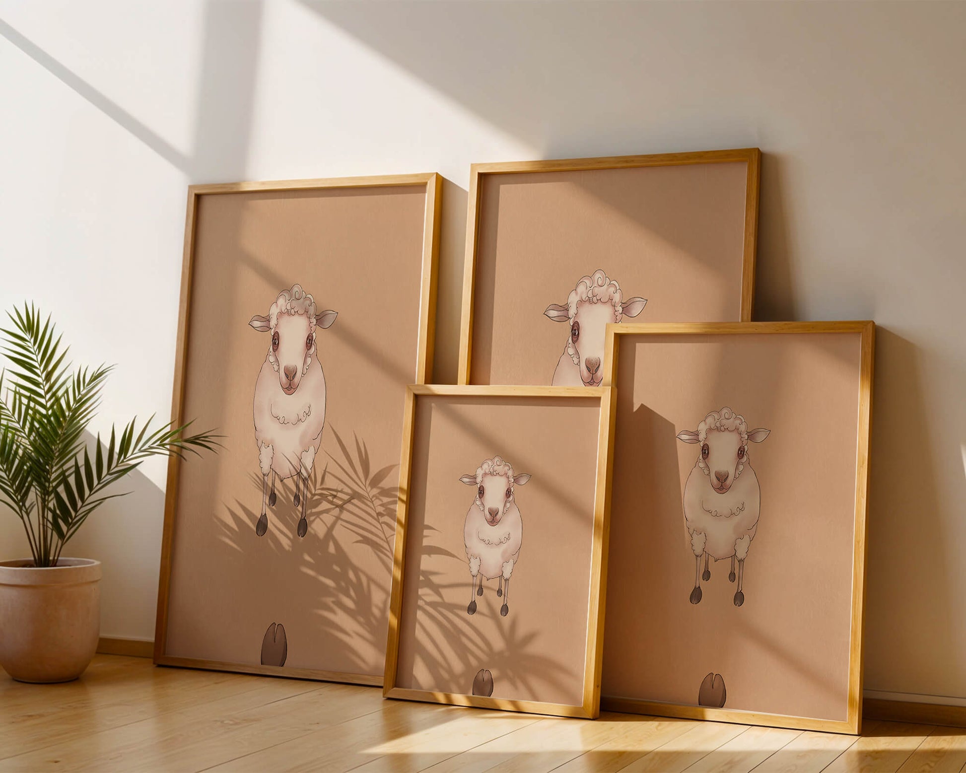 Ilustración de una oveja adorable sobre un fondo texturizado