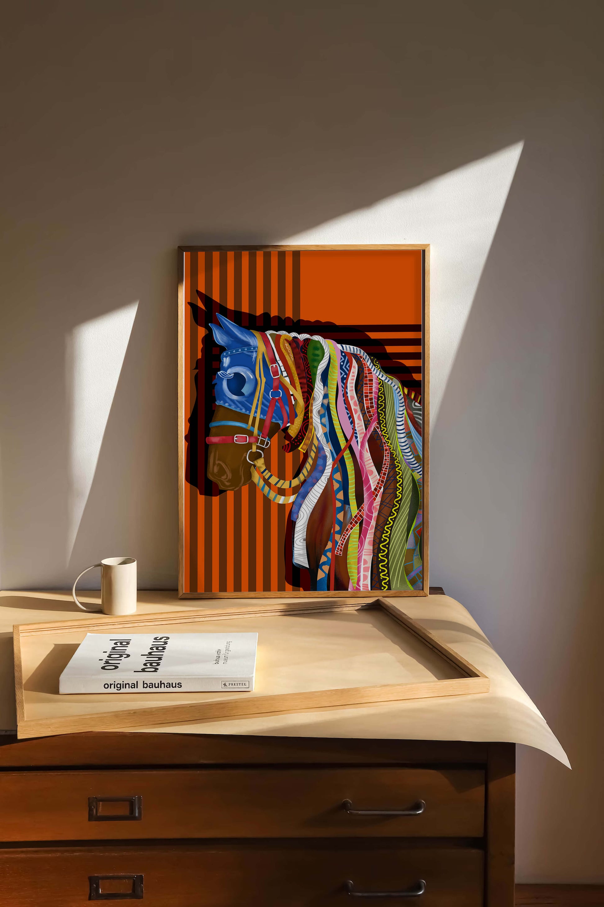 Colorful abstract horse art with intricate patterns