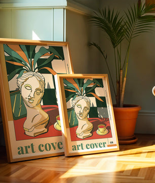Abstract Art with Bust and Coffee Cup