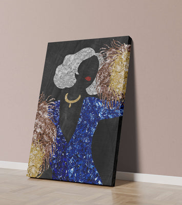 Abstract art with colorful foil textures and silhouette