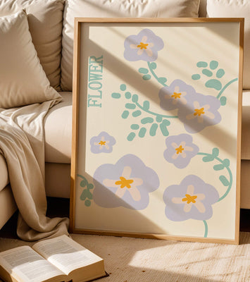 Floral design with pastel flowers and abstract leaves