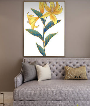 Elegante goldene Lilienillustration mit komplizierten Blattdetails