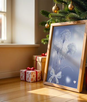 Carnations With Sparkles And Ribbon On Blue Background - Mi tienda