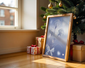 Carnations With Sparkles And Ribbon On Blue Background - Mi tienda