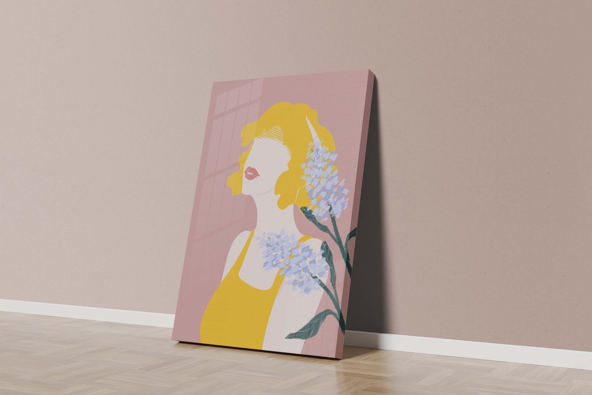 Abstract Portrait with Yellow and Lavender Accents