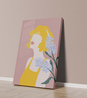 Abstract Portrait with Yellow and Lavender Accents