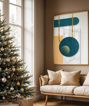 Abstract geometric design with gold accents and textured elements