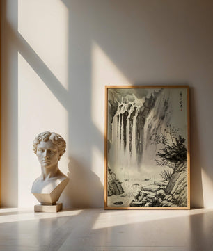 Serene Waterfall in Traditional Chinese Landscape Painting