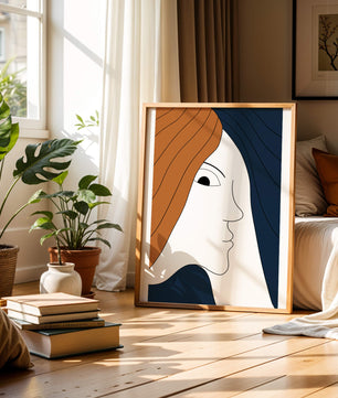 Abstract Portrait with Stylized Hair and Minimalist Design - Mi tienda