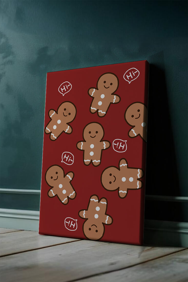 Playful gingerbread pattern with holiday greetings