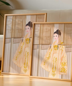Traditional Chinese attire with gold embroidery and elegant design