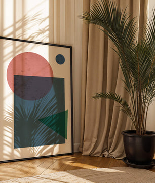 Geometric Abstract Art with Overlapping Shapes in Soft Colors - Mi tienda