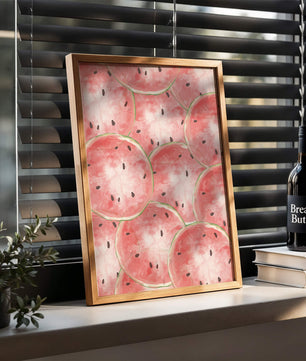 Watercolor watermelon slice pattern full of vibrant summer vibes