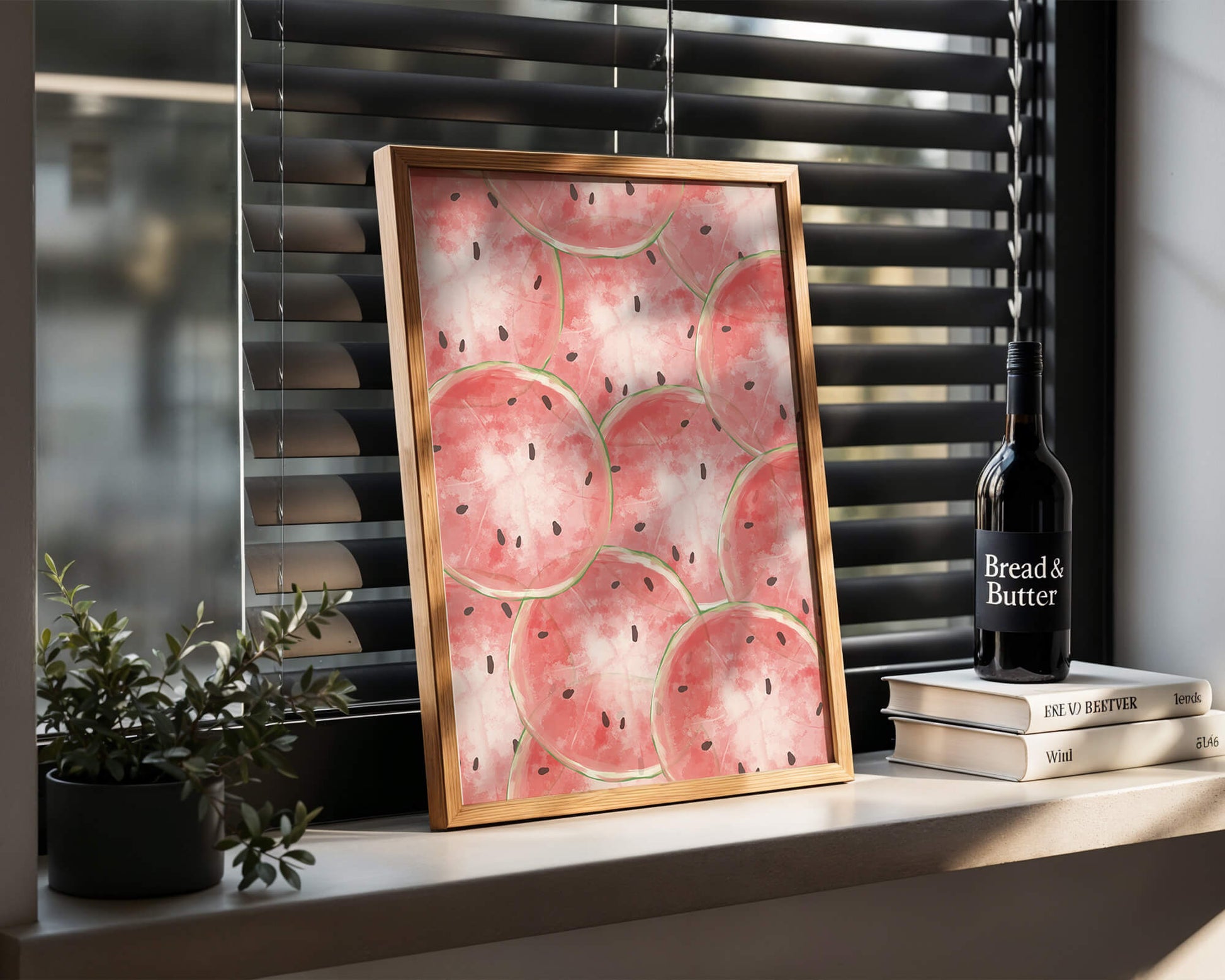 Watercolor watermelon slice pattern full of vibrant summer vibes