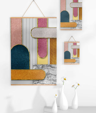 Abstract Geometric Art with Gold Accents