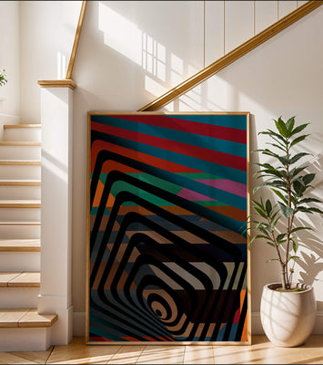 Colorful Geometric Abstract Art with Concentric Stripes