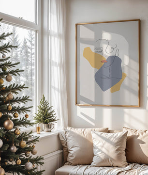 Abstract Line Art Portrait with Neutral Shapes - Mi tienda