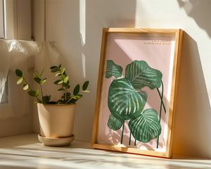 Abstract Botanical Green Leaves On Pink Background - Mi tienda